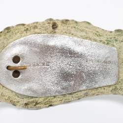 Pre Owned Roberto Cavalli Silver Crocodile Back Horn Waist Belt