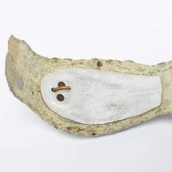 Pre Owned Roberto Cavalli Silver Crocodile Back Horn Waist Belt