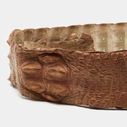 Roberto Cavalli Brown Crocodile Back Horn Waist Belt 