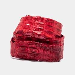 Roberto Cavalli Red Crocodile Back Horn Waist Belt 