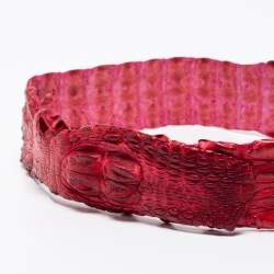 Roberto Cavalli Red Crocodile Back Horn Waist Belt 
