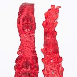 Roberto Cavalli Red Crocodile Back Horn Waist Belt 