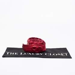 Roberto Cavalli Red Crocodile Back Horn Waist Belt 