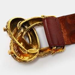 Pre Owned Roberto Cavalli Brown Alligator Leather Buckle Belt 90CM