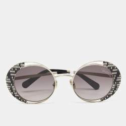Pre Owned Roberto Cavalli Gold Tone/ Grey Gradient RC 1126 Serpenti Round Sunglasses