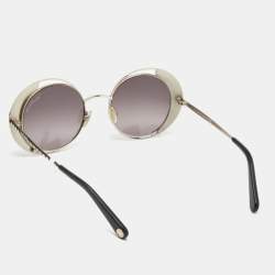 Pre Owned Roberto Cavalli Gold Tone/ Grey Gradient RC 1126 Serpenti Round Sunglasses