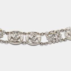 مملوكة مسبقًا Roberto Cavalli Silver Tone Crystal Marbled Teeth Charms Necklace