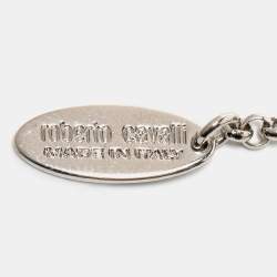 مملوكة مسبقًا Roberto Cavalli Silver Tone Crystal Marbled Teeth Charms Necklace