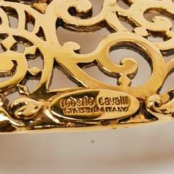 Pre Owned Roberto Cavalli Brown Braided Leather Logo Plague Belt