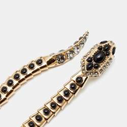 Pre Owned Roberto Cavalli Gold Tone Crystal Studded Snake Chain Belt 