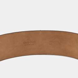 Pre Owned Roberto Cavalli Gold Glossy Leather Panther Buckle Belt 80CM