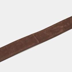 Pre Owned Roberto Cavalli Brown Shimmer Suede Crystals Embellished Snake Buckle Belt 90CM