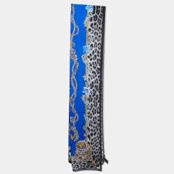 Pre Owned Roberto Cavalli Blue Printed Silk Scarf
