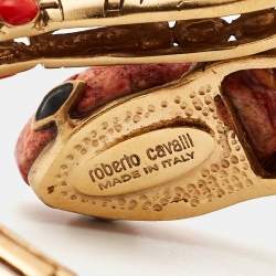 Pre Owned Roberto Cavalli Composite Enamel Gold Tone Snake Bracelet