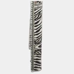 Roberto Cavalli Black/White Animal Print Silk Stole