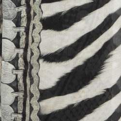 Roberto Cavalli Black/White Animal Print Silk Stole