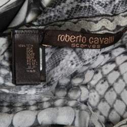 Roberto Cavalli Black/White Animal Print Silk Stole