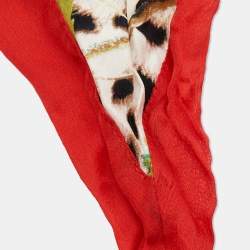 Pre Owned Roberto Cavalli Muticolor Printed Satin Silk Kefia Scarf
