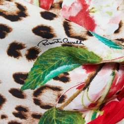 Pre Owned Roberto Cavalli Muticolor Printed Satin Silk Kefia Scarf