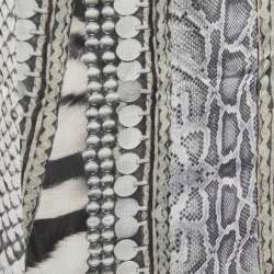 Pre Owned Roberto Cavalli Black Animal Print Silk Stole