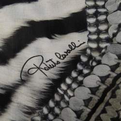 Pre Owned Roberto Cavalli Black Animal Print Silk Stole