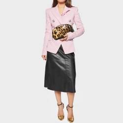 Pre Owned Roberto Cavalli Brown/Black Leopard Print Coated Canvas Cosmetic Pouch