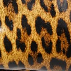 Pre Owned Roberto Cavalli Brown/Black Leopard Print Coated Canvas Cosmetic Pouch