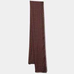 Pre Owned Roberto Cavalli Burgundy Printed Silk Stole