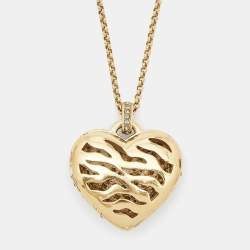 Pre Owned Robero Cavalli Heart Crystals Gold Tone Necklace