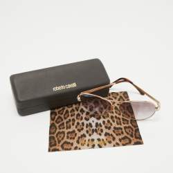 Pre Owned Roberto Cavalli Brown/Gold Gradient Matar 884S Aviator Sunglasses