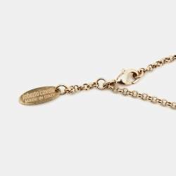 Pre Owned Roberto Cavalli Horn Snake Crystal Gold Tone Necklace