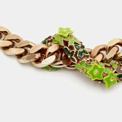 Roberto Cavalli Snake Ename Gold Tone Necklace