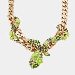 Roberto Cavalli Snake Ename Gold Tone Necklace