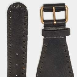 Roberto Cavalli Black Crocodile Wide Buckle Belt 80CM