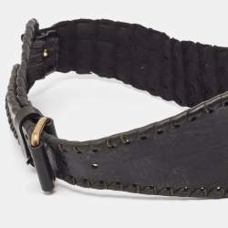 Roberto Cavalli Black Crocodile Wide Buckle Belt 80CM