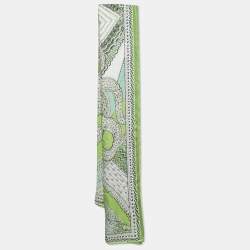 Pre Owned Roberto Cavalli Green Snake Print Silk Stole 