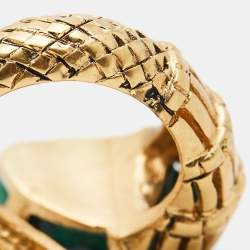 Roberto Cavalli Snake Composite Enamel Gold Tone Ring Size 54