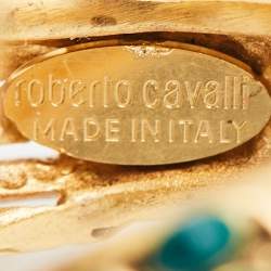 Roberto Cavalli Snake Composite Enamel Gold Tone Ring Size 54