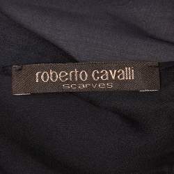 Pre Owned Roberto Cavalli Black/Brown Animal Print Silk Scarf