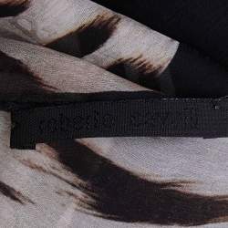 Pre Owned Roberto Cavalli Black Animal Print Silk Chiffon Stole