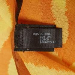 Pre Owned Roberto Cavalli Yellow Printed Cotton Square Scarf 