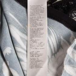 Pre Owned Roberto Cavalli Jersey Multicolor Print Lace Detailed Top M