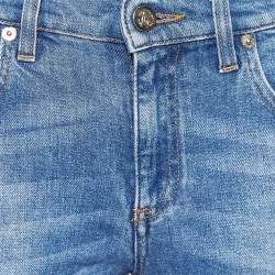 مملوكة مسبقًا Roberto Cavalli Blue Embroidered Washed Denim Jeans Waist 29"