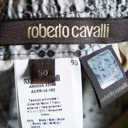 Pre Owned Robert Cavalli Grey Snake Print Silk Blend Loose Pants XL