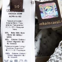 Pre Owned Robert Cavalli Grey Snake Print Silk Blend Loose Pants XL