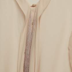 Pre Owned Roberto Cavalli Beige Silk Fringed Shirt L