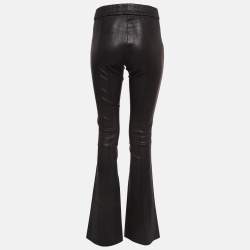 Pre Owned Roberto Cavalli Black Leather Flared Pants S