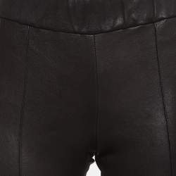 Pre Owned Roberto Cavalli Black Leather Flared Pants S