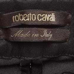 Pre Owned Roberto Cavalli Black Leather Flared Pants S
