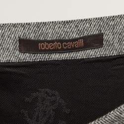 Pre Owned Roberto Cavalli Grey Wool Zip Detail Mini Skirt S
